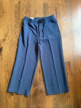 Banana Republic Navy Wide-Leg Drawstring Sweatpants